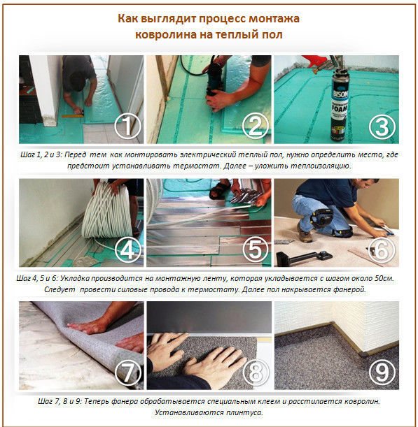Инструкции стъпка по стъпка за полагане на килим на топъл под