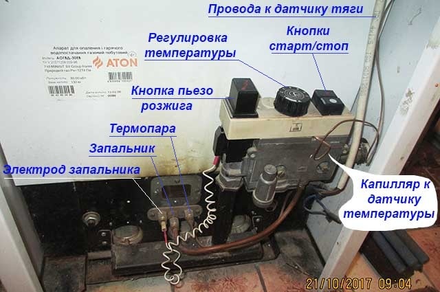 Схема за монтаж на газовия клапан на котел Атон
