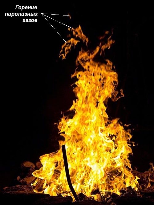 Изгаряне на дърва в огън
